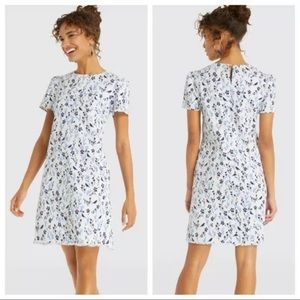 Draper James Size 2 White Floral Print Denim Shift Dress